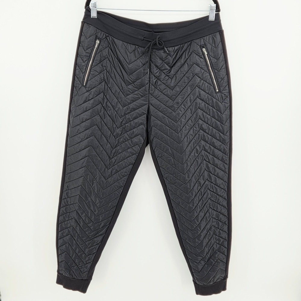 Athleta Black Quilted Chevron Puffer Solstice Apres Jogger‎ Ski Pants Sz 12